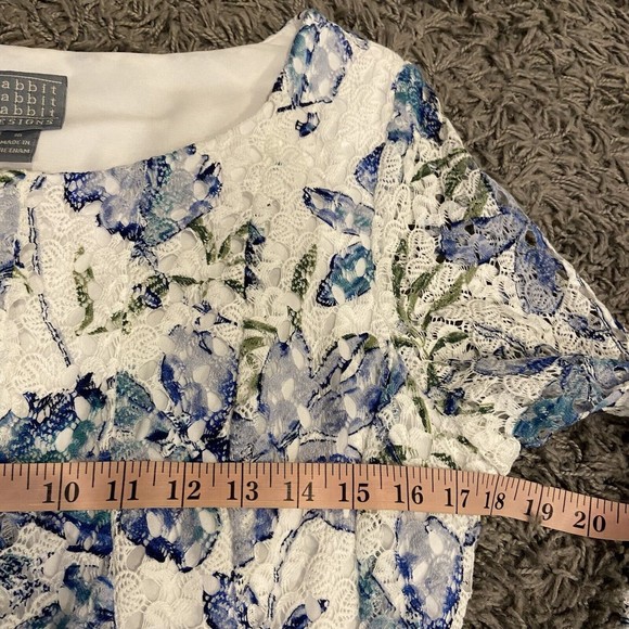 Rabbit Rabbit Rabbit Design 3/4 Bell Sleeve Floral Lace Fit &Flare Dress 16 NWOT - Picture 7 of 11